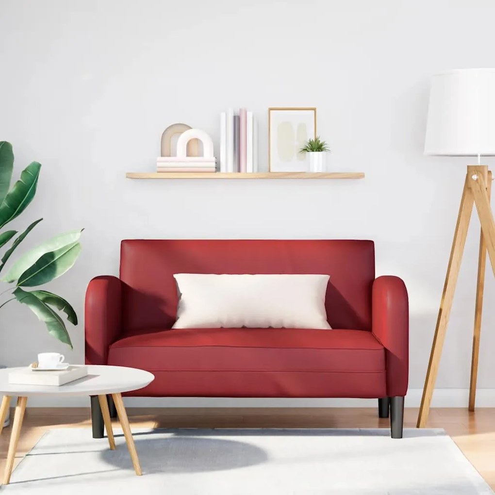 vidaXL Sofá-luvas 110 cm couro artificial vermelho tinto