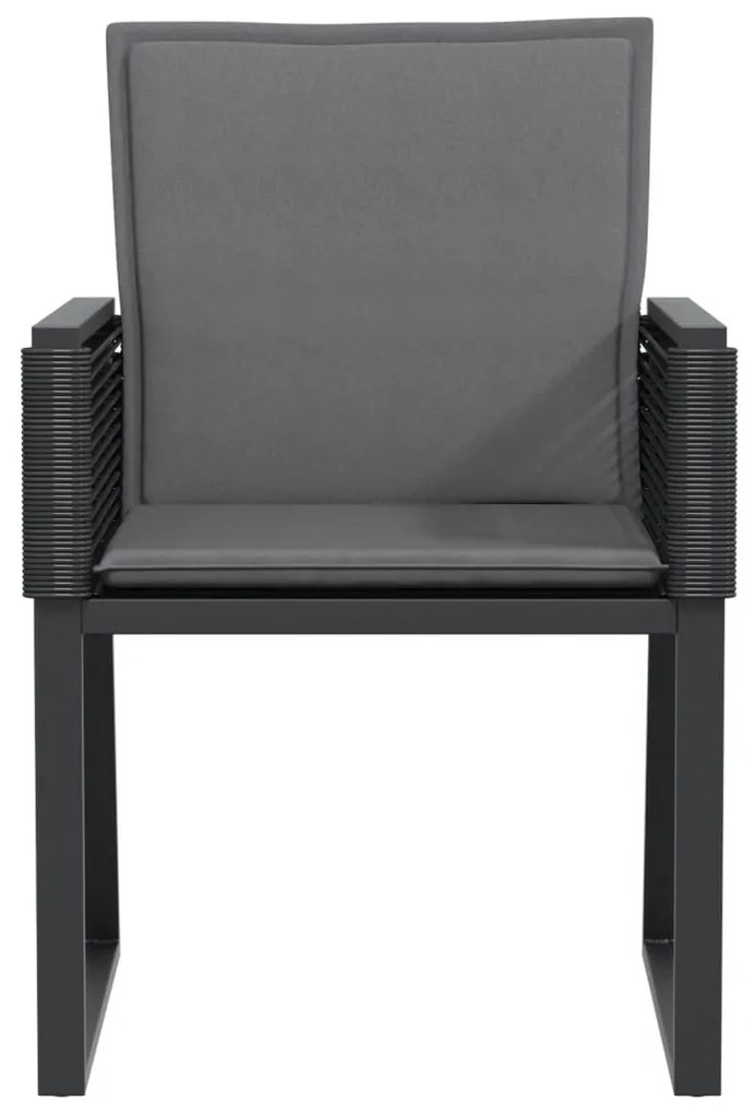 Cadeiras de jardim com almofadões 4 pcs vime PE preto