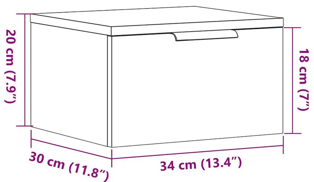Mesas de cabeceira de parede 2 pcs 34x30x20cm cor madeira velha