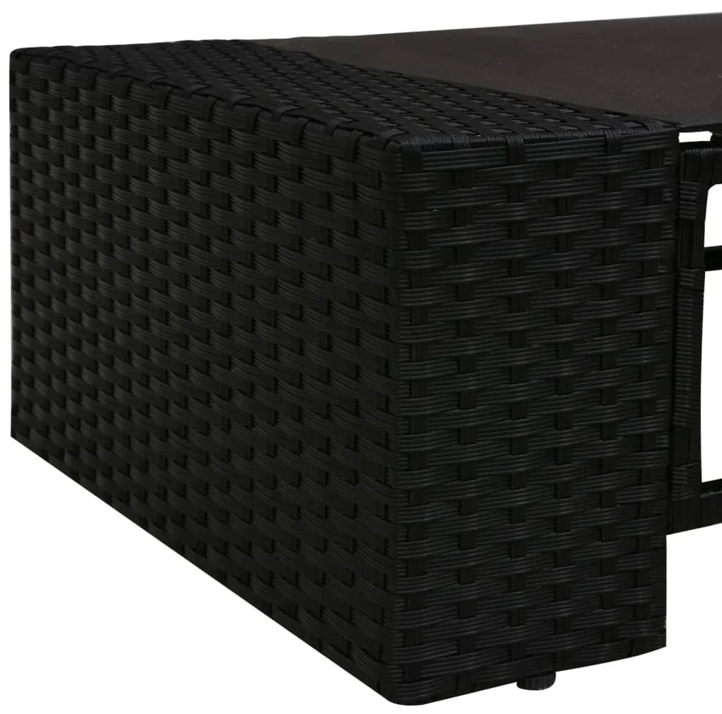 2 pcs conjunto lounge para jardim vime PE preto