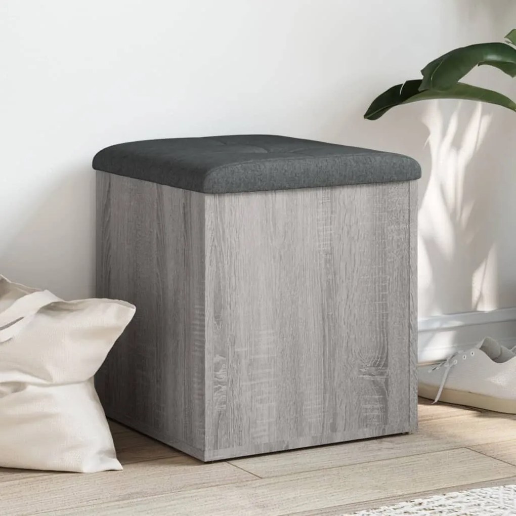 vidaXL Banco de arrumação 42x42x45cm derivados madeira cinzento sonoma