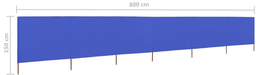 Para-vento com 6 painéis em tecido 800x120 cm azul-ciano