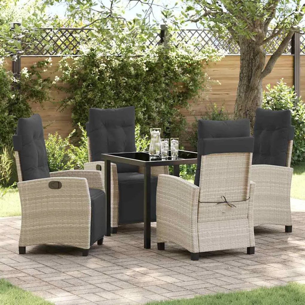 vidaXL Conjunto de Jantar de Jardim com 5 Peças em Rattan Sintético Cinza Claro
