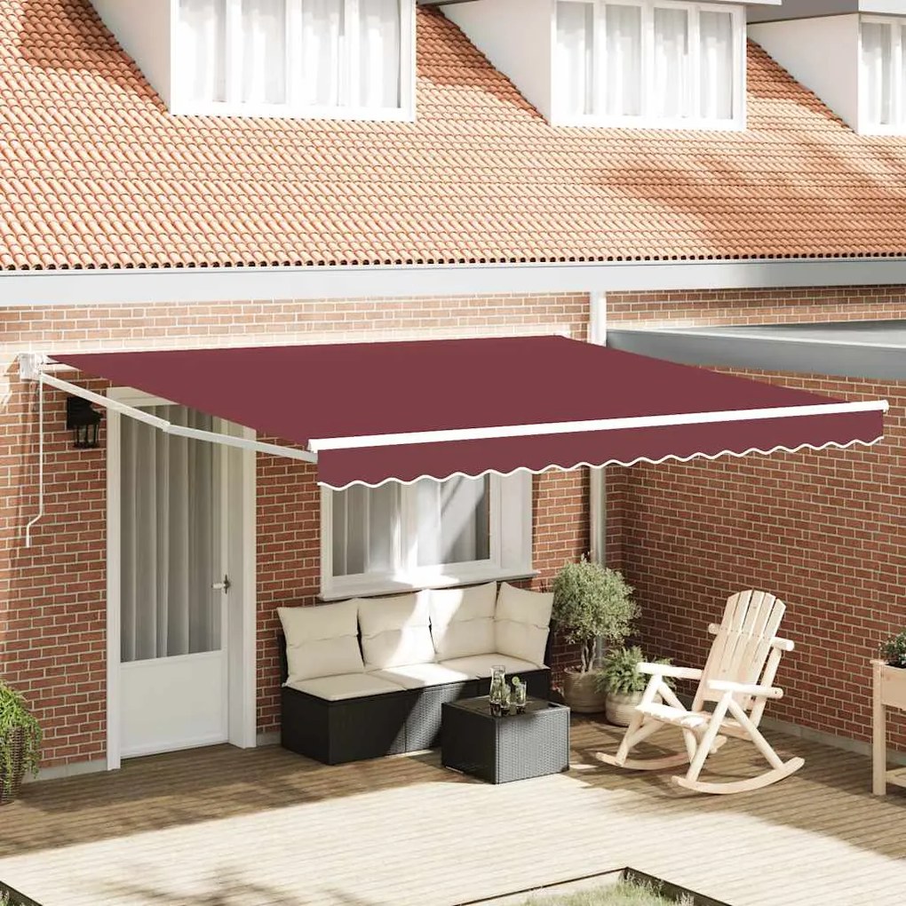 vidaXL Toldo retrátil automático 400x300 cm bordô