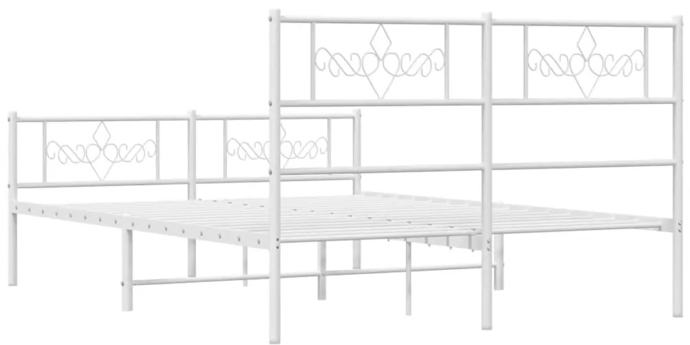 Estrutura de cama com cabeceira e pés 120x190 cm metal branco