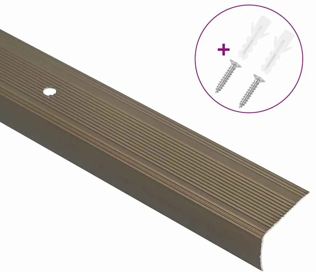 Perfis para degraus 10 pcs Castanho 67 cm Alumínio