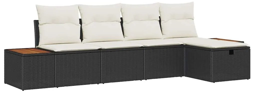 Conjunto de Sofá de Jardim vidaXL de 5 Peças com Almofadas Polirattan