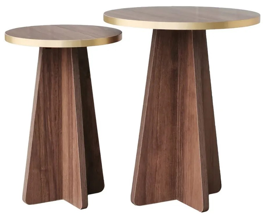 Conjunto de Mesas de Centro Mushroom – Dourado Nogueira – 40x50x40 cm