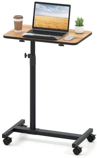 Mesa de cabeceira com rodas traváveis, mesa lateral em formato de C, cinza