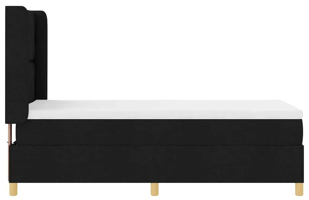 Cama Box Spring com Colchão e LED Preta 100x200 cm Tecido