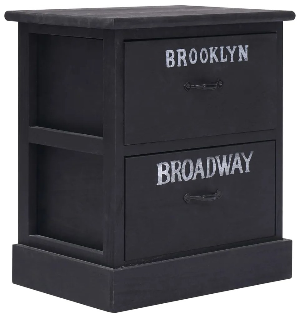 vidaXL Mesa de cabeceira 38x28x45 cm madeira paulownia preto