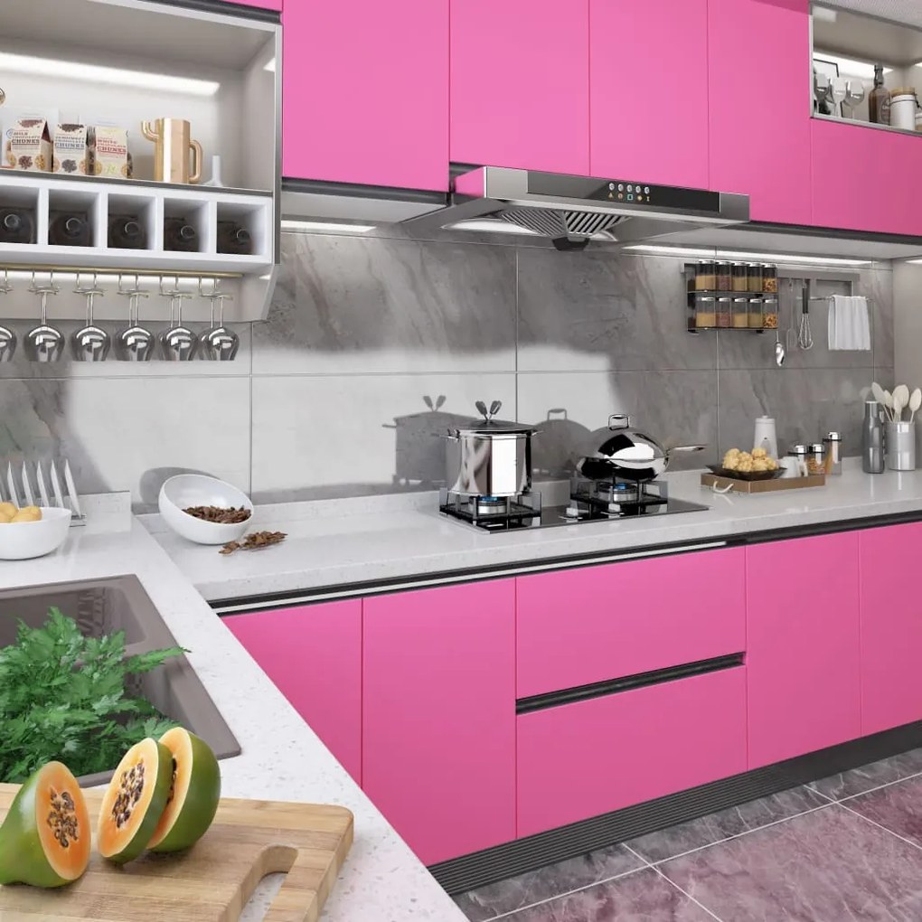 vidaXL Autocolante para móveis 500x90 cm PVC rosa brilhante