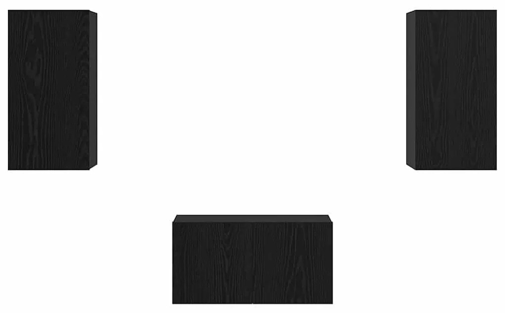 Conjunto de móvel de TV 3 pcs Carvalho Preto 60 x 30 x 30.5 cm