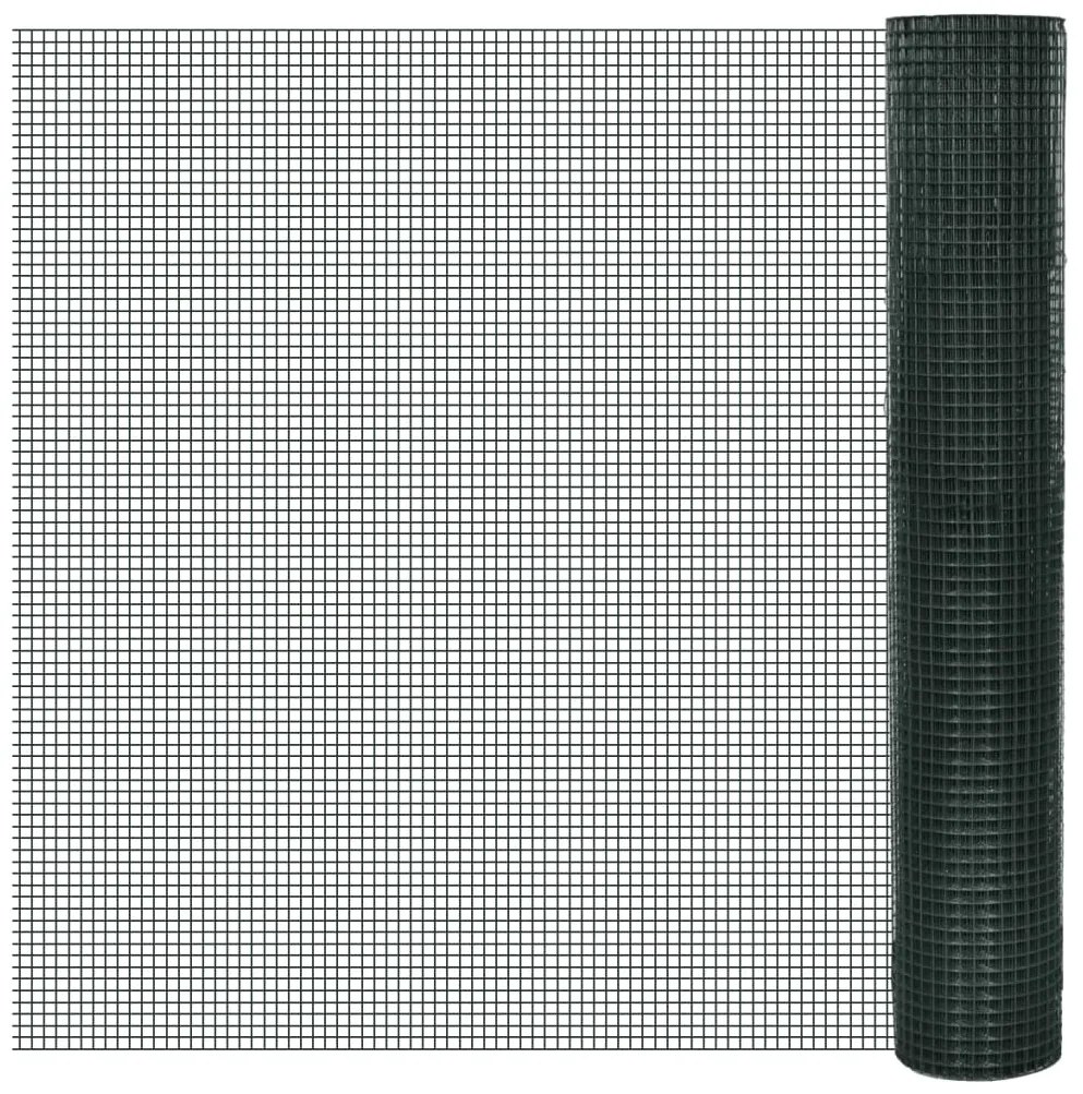Cerca arame p/ galinheiro c/ revestimento PVC 25x1 m aço verde