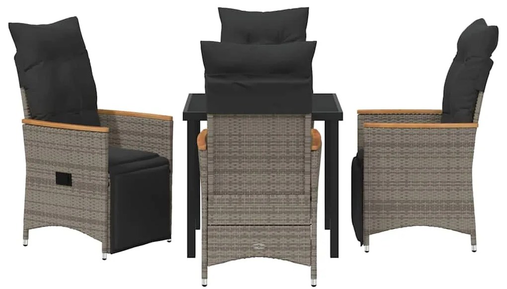 Conjunto de jantar de jardim com 5 peças e almofadas de rattan em poli
