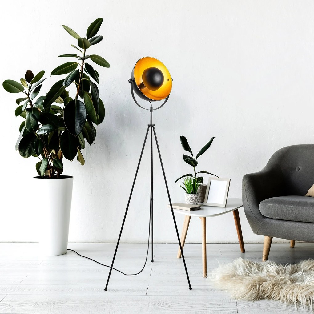 Candeeiro de Pé Mixed – Preto e Dourado – 62 x 45 x 160 cm