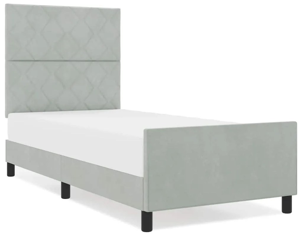 Cama vidaXL Cinza Claro 100x200 cm Veludo
