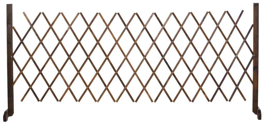 Outsunny Cerca de Madeira Extensível Barreira de Segurança para Cães Retrátil Multiuso para Decoração de Jardim Pátio 225x30x106cm Marrom
