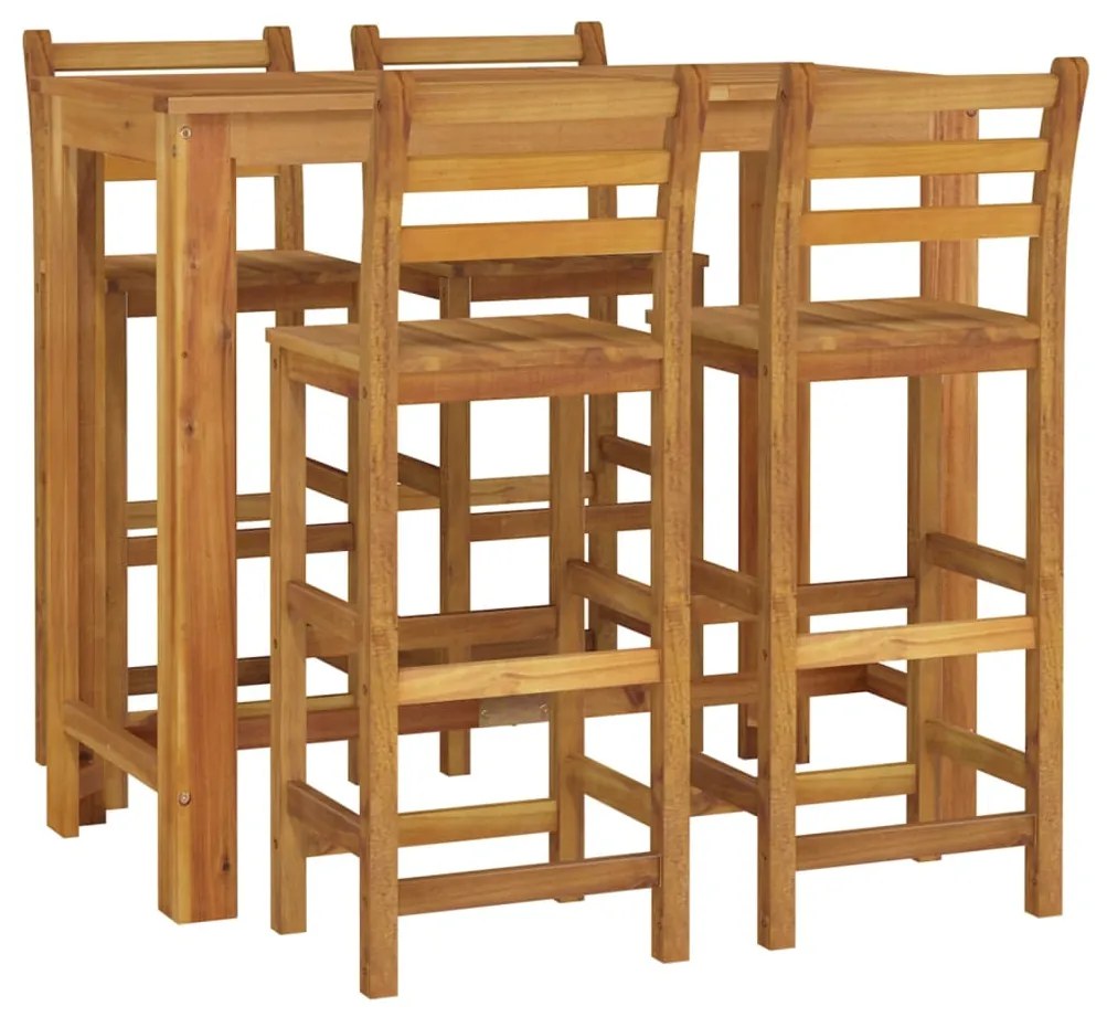 5 pcs conjunto de bar para jardim madeira de acácia maciça