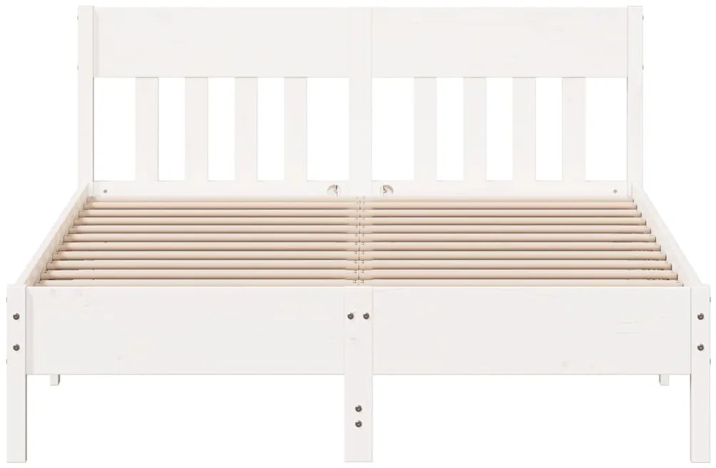 Cama sem colchão 140x190 cm madeira de pinho maciça branco