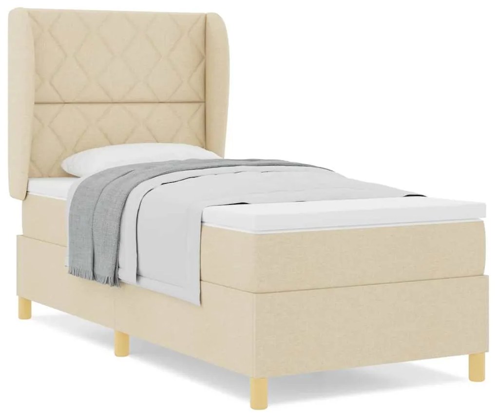 Cama Box Spring com Colchão Creme 90x200 cm Tecido