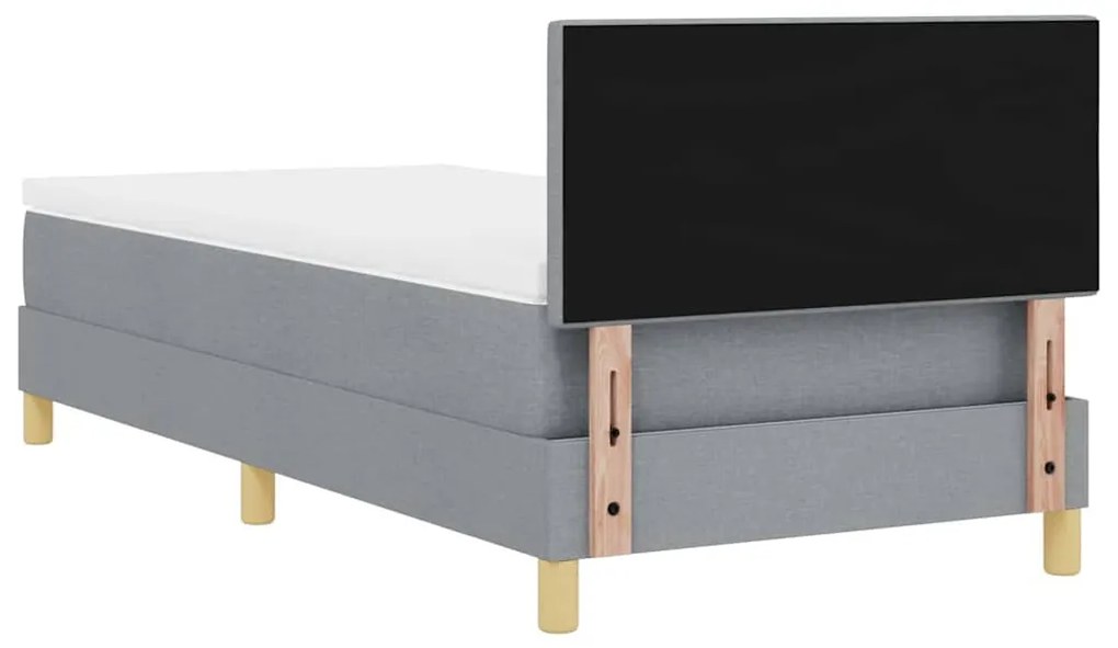 Cama Box Spring com Colchão Cinza Claro 80x200 cm Tecido