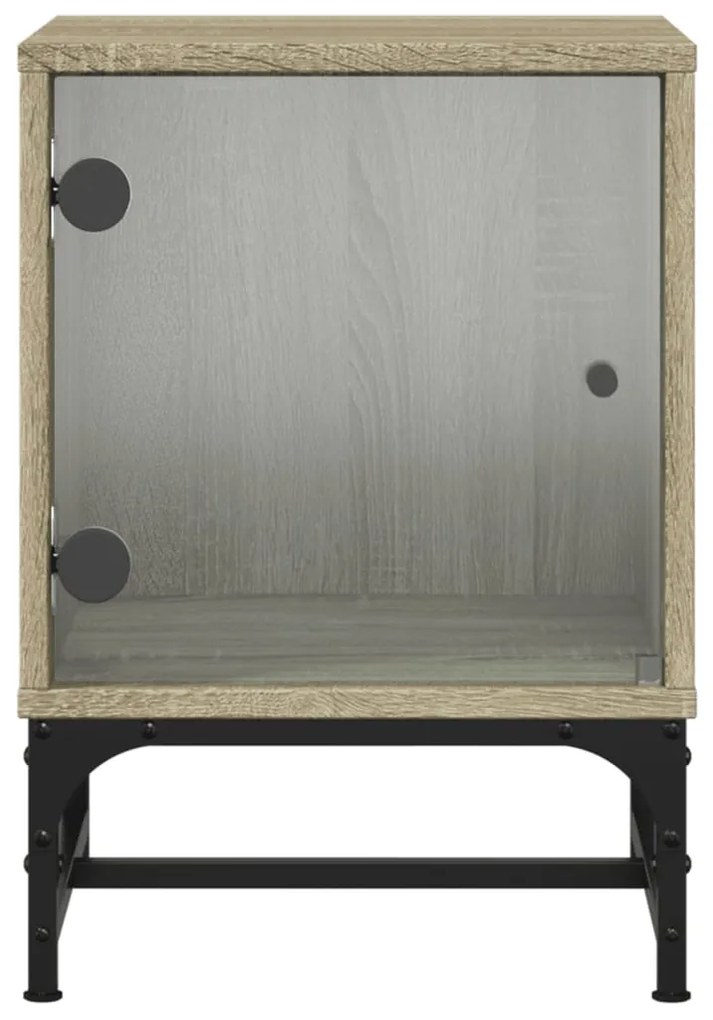 Mesa de cabeceira c/ porta de vidro 35x37x50 cm carvalho sonoma