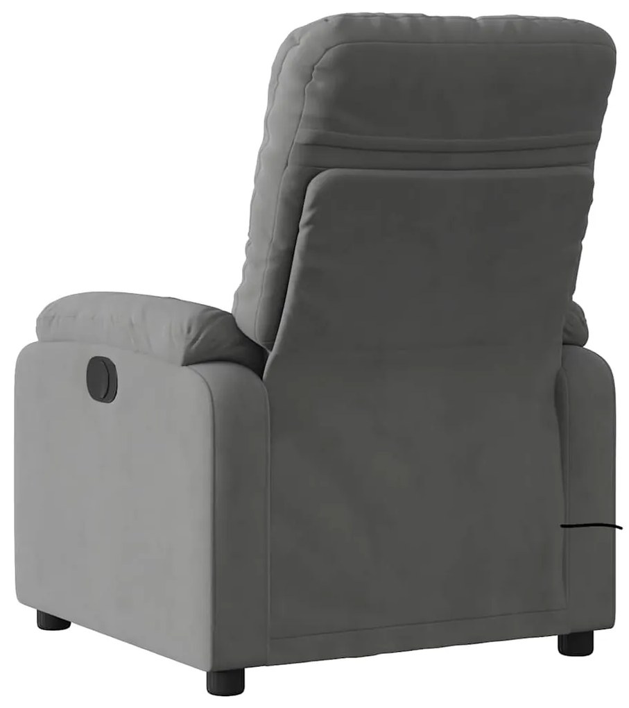 Poltrona massagens reclinável elétrica microfibra cinza-escuro