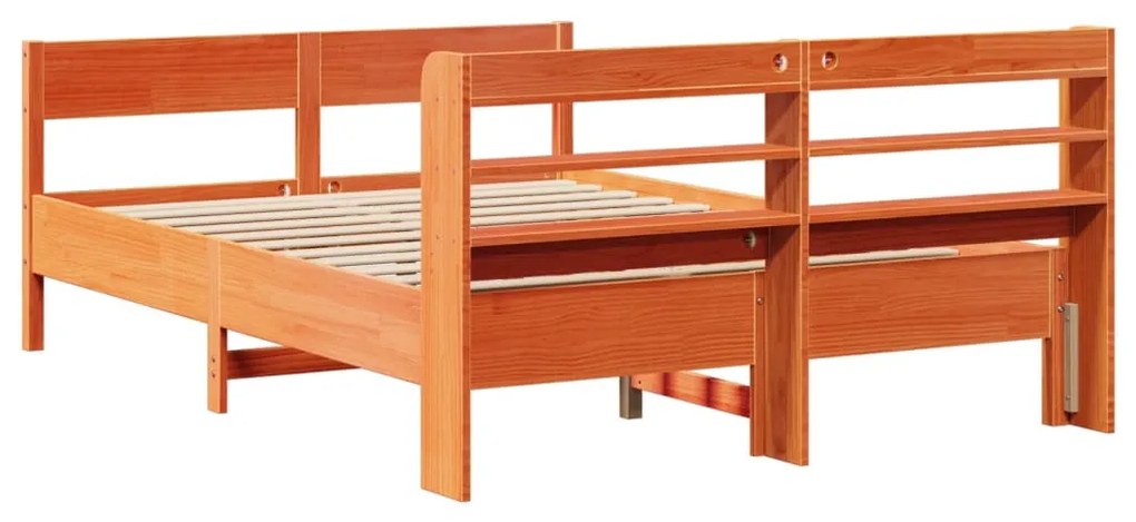 Cama sem colchão 120x190 cm madeira pinho maciça castanho-mel