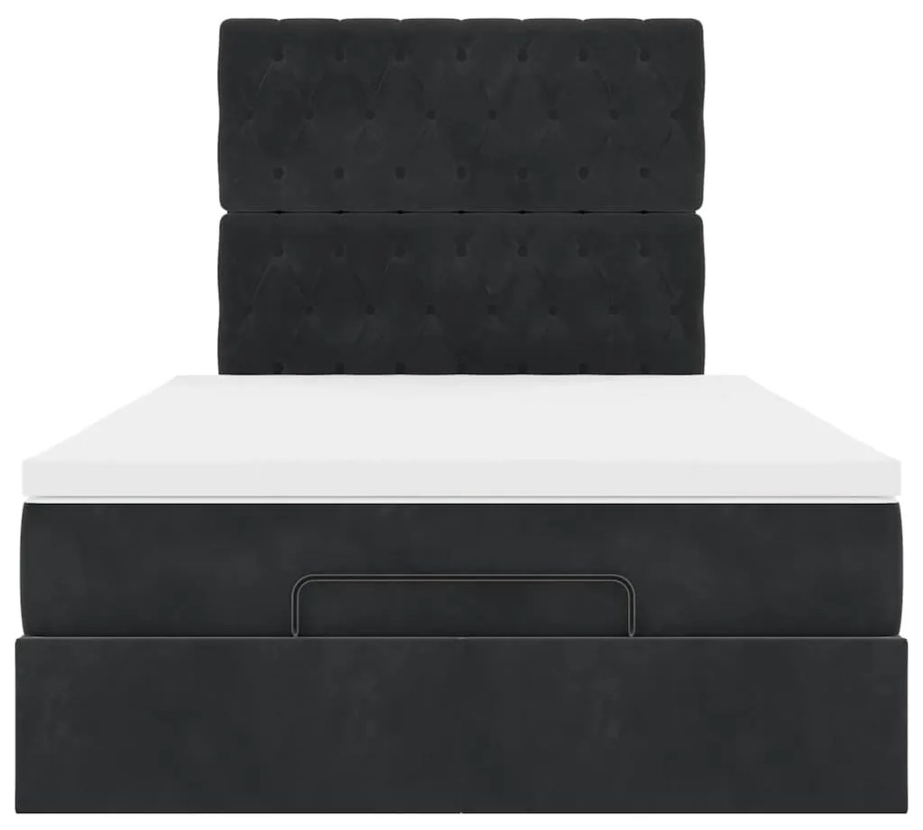 Estrutura de cama otomana com colchões 120x200 cm veludo preto