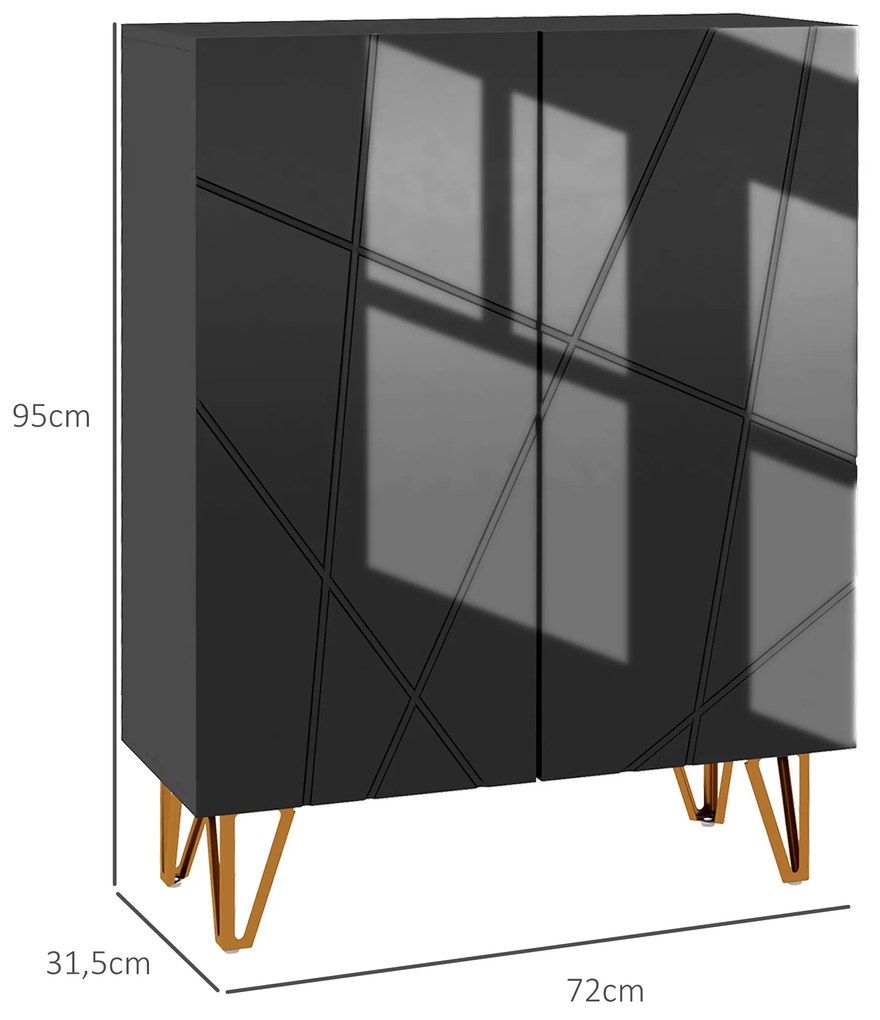 Móvel Sapateira de Entrada Armário Sapateira com Prateleiras Ajustáveis para 15-20 Pares de Sapatos 72x31,5x95 cm Preto