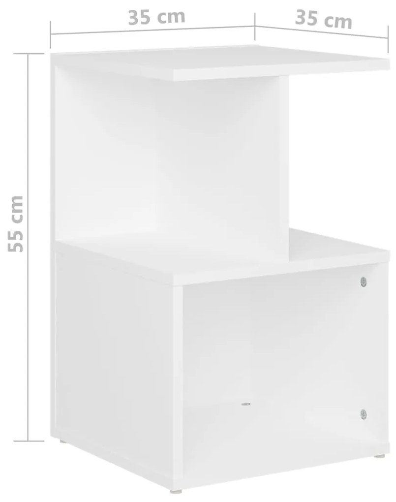 Mesa de cabeceira 35x35x55 cm contraplacado branco
