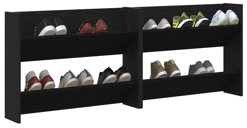 Armários para Sapatos de Parede 2 pcs Carvalho preto