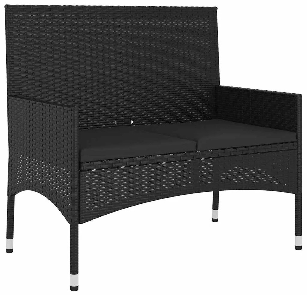 6 pcs conjunto lounge de jardim c/ almofadões vime PE preto