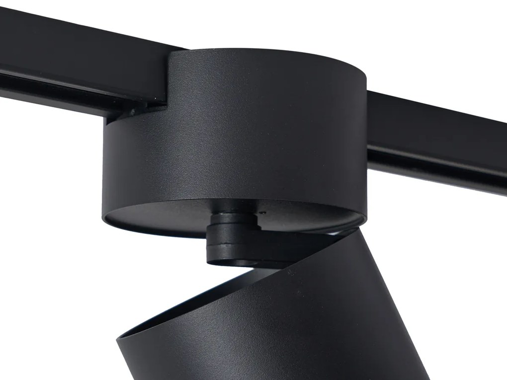 Foco moderno preto para sistema de calha monofásico GU10 70mm - Iconic Roto