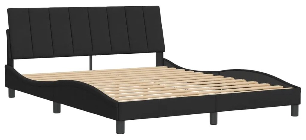 Estrutura de cama sem colchão 160x200 cm veludo preto