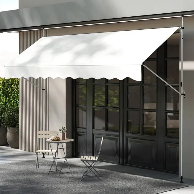 Toldo retrátil manual 4 m x 180 cm Sombra exterior ajustável sem perfuração com manivela para pátio, varanda, jardim Branco