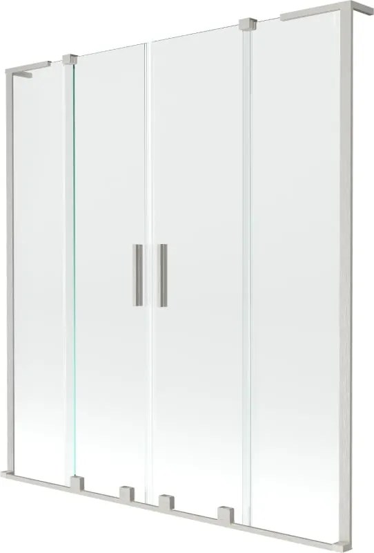 Mexen Velar L Duo resguardo de banho deslizante de 2 painéis, 150 x 150 cm, transparente, níquel escovado - 896-150-003-02-97