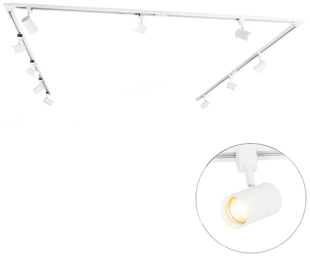 Sistema de trilhos moderno monofásico com 10 focos brancos - Jeana Moderno