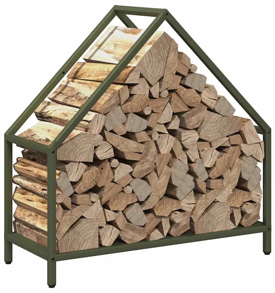 Suporte para lenha aço laminado a frio verde azeitona
