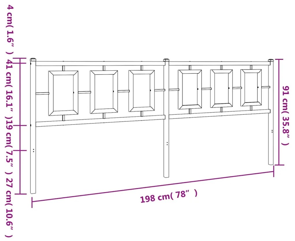 Cabeceira de cama 193 cm metal preto