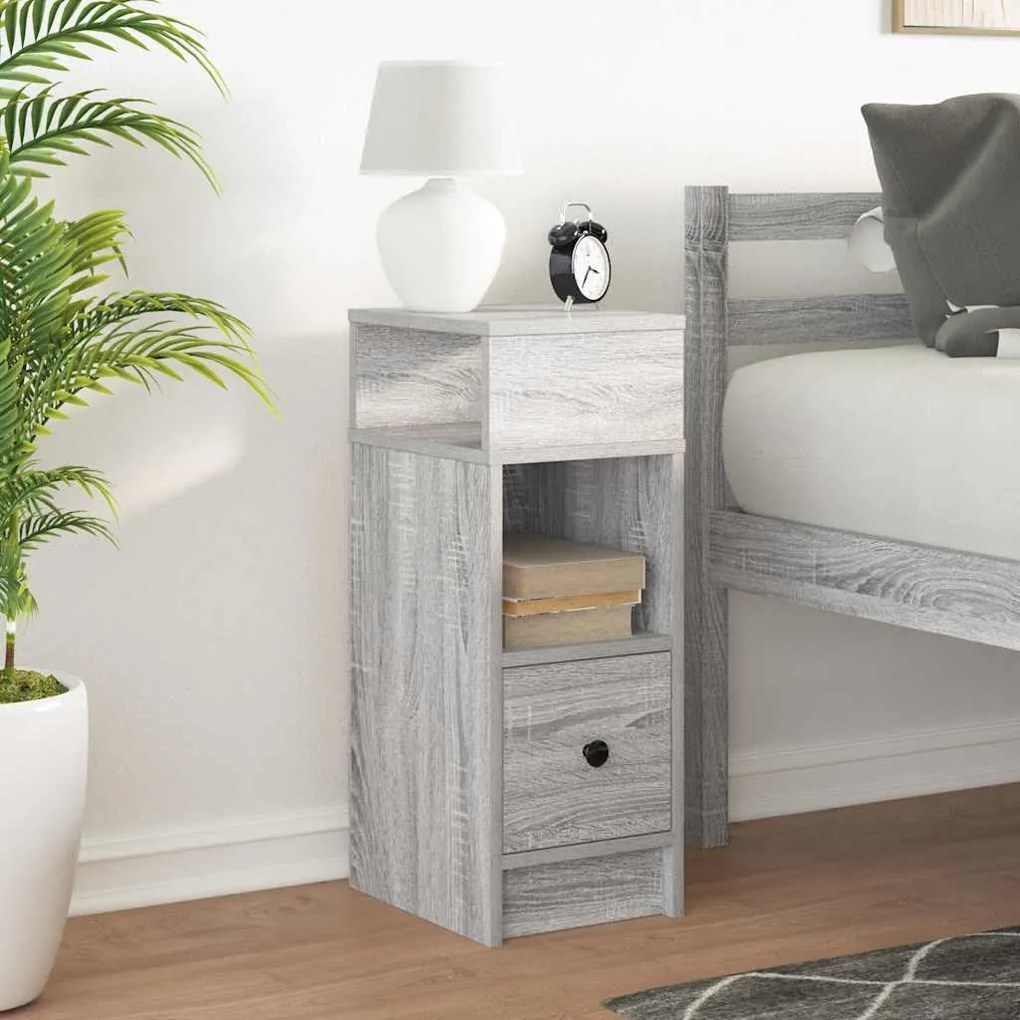 Mesa de cabeceira com gaveta 25x31x66 cm cinzento sonoma