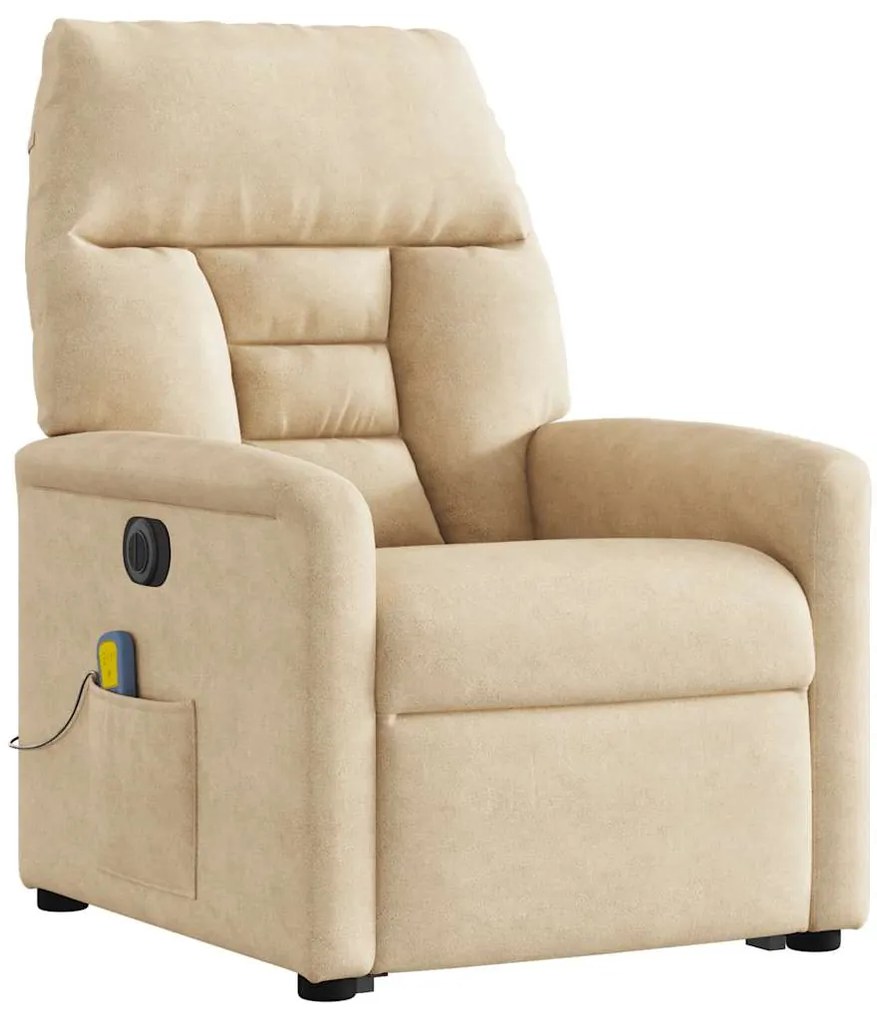 Poltrona de massagens elétrica elevatória microfibra cor creme