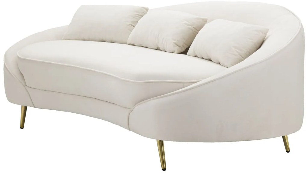 SOFÁ DE 3 LUGARES COM ALMOFADAS 185X84X68 CM CREME E DOURADO