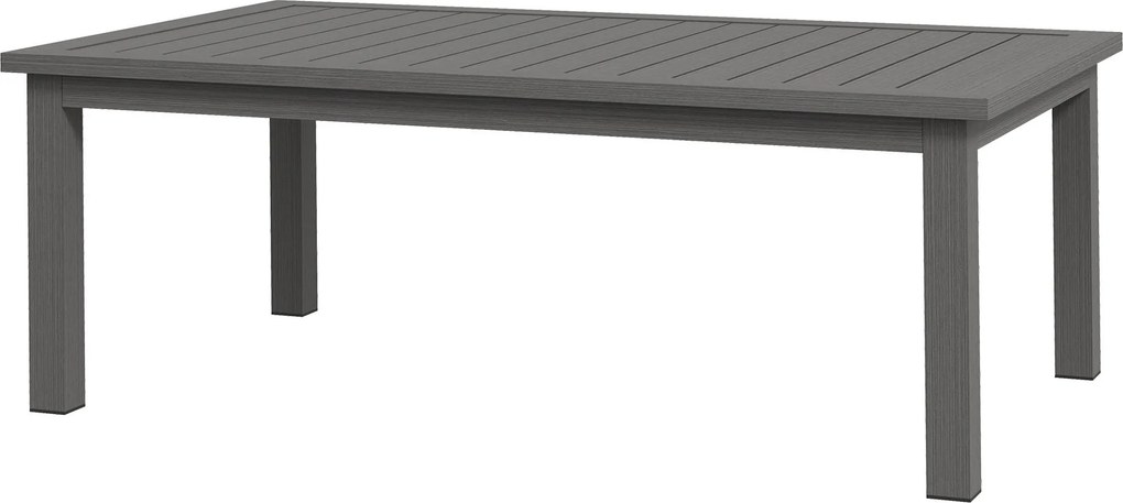 Mesa de centro retangular com tampo de ripas para interior/exterior em alumínio, 100 x 60 x 37 cm, castanho