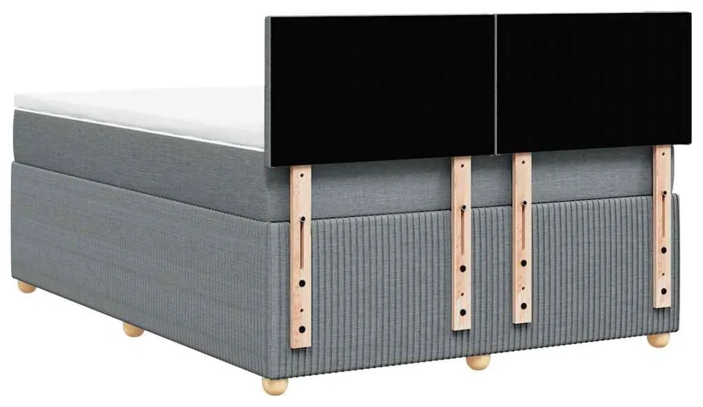 Cama com molas/colchão 140x190 cm tecido cinzento-claro