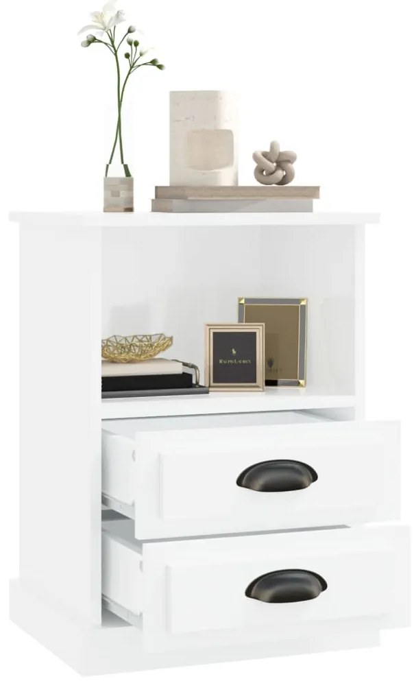 Mesa de cabeceira 43x36x60 cm branco brilhante