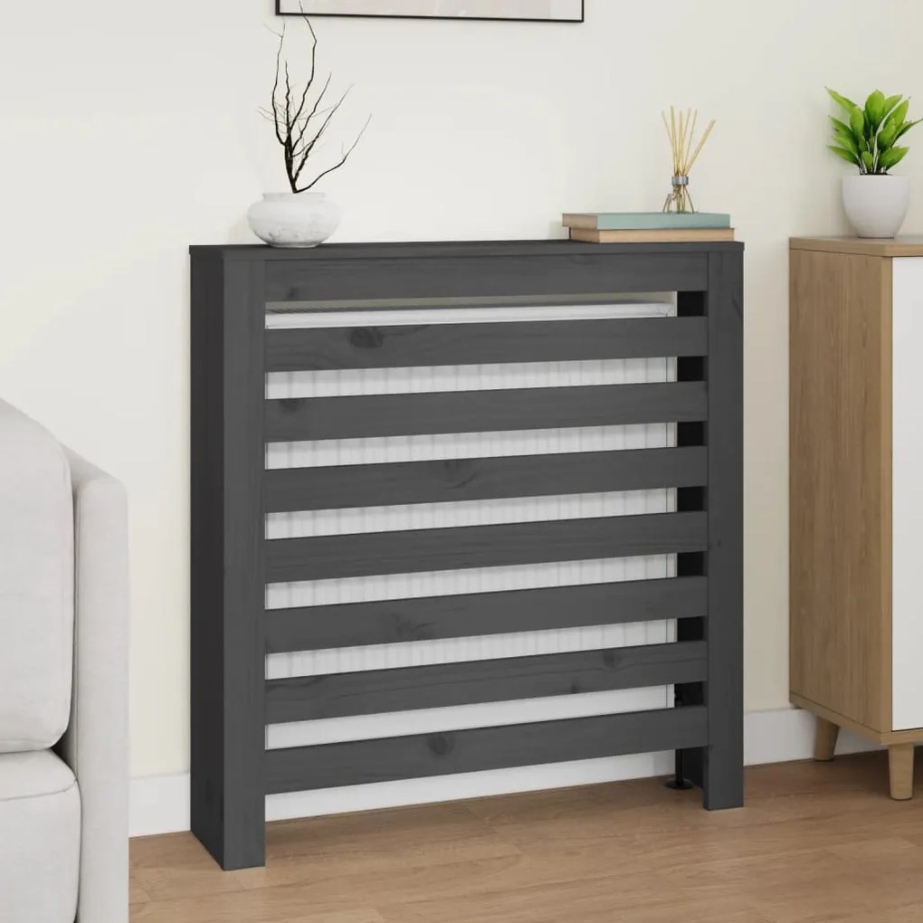 822593 vidaXL Cobertura de radiador 79,5x19x84 cm pinho maciço cinza
