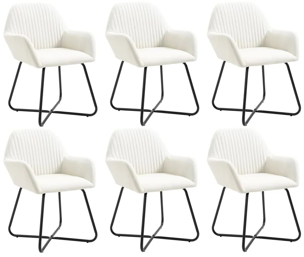vidaXL Cadeiras de jantar 6 pcs tecido cor creme
