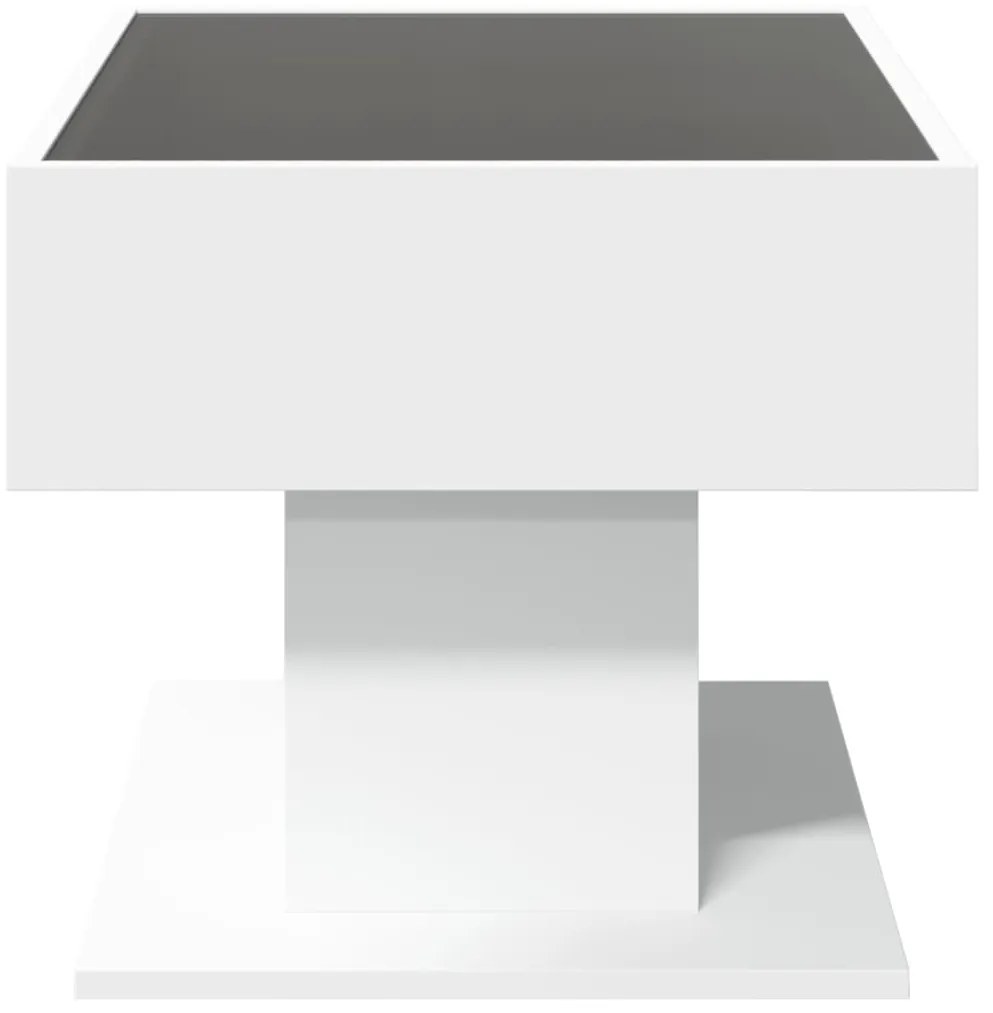 Mesa de centro c/ LEDs 70x50x45 cm derivados de madeira branco